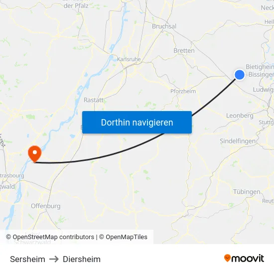 Sersheim to Diersheim map