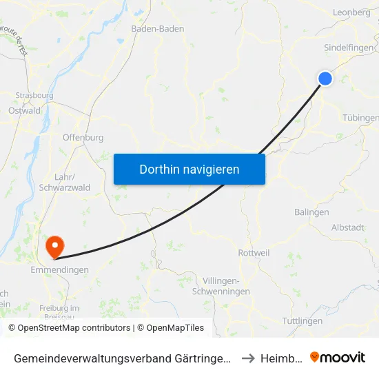 Gemeindeverwaltungsverband Gärtringen/Ehningen to Heimbach map