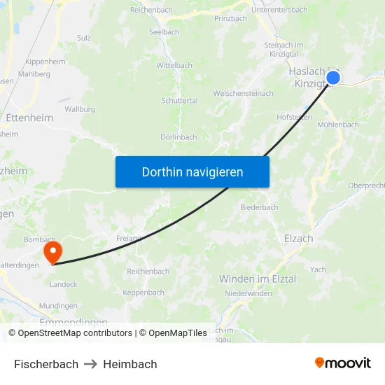 Fischerbach to Heimbach map