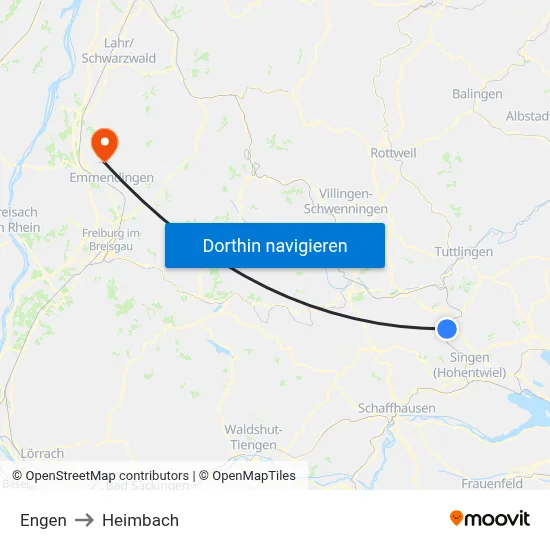 Engen to Heimbach map