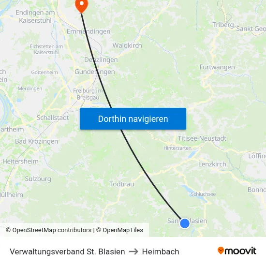 Verwaltungsverband St. Blasien to Heimbach map
