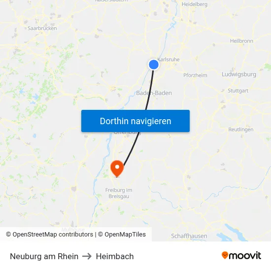 Neuburg am Rhein to Heimbach map