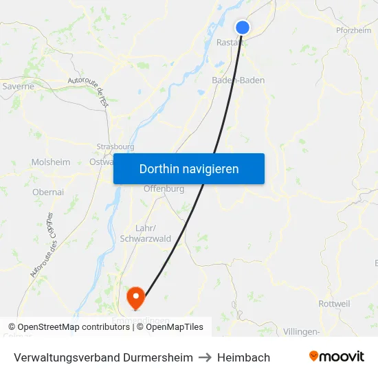 Verwaltungsverband Durmersheim to Heimbach map