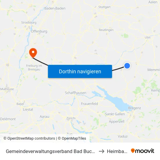 Gemeindeverwaltungsverband Bad Buchau to Heimbach map