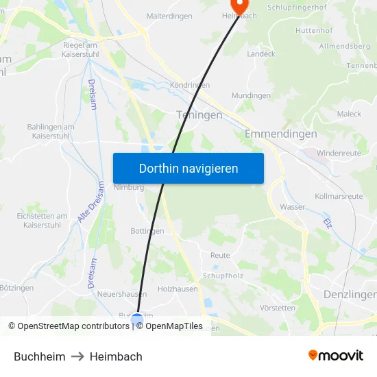 Buchheim to Heimbach map