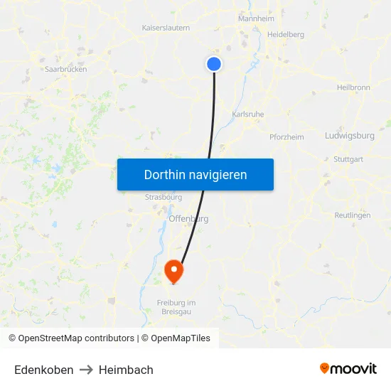 Edenkoben to Heimbach map