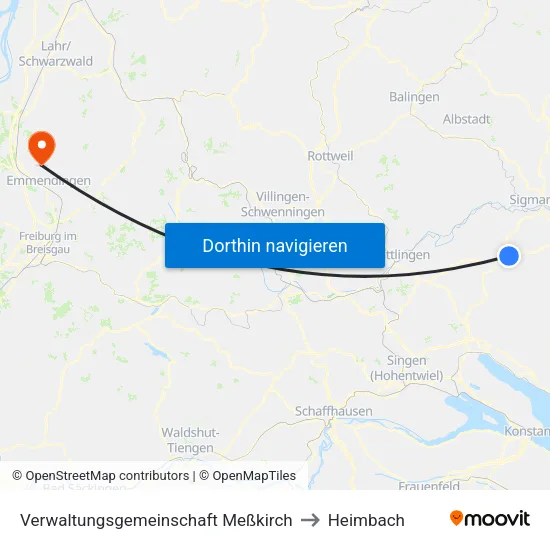 Verwaltungsgemeinschaft Meßkirch to Heimbach map