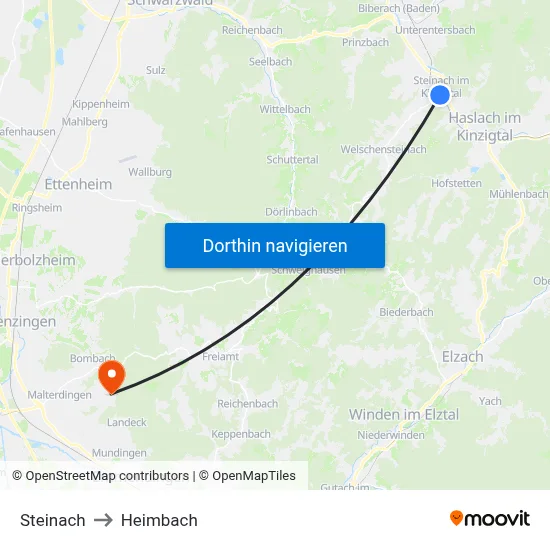 Steinach to Heimbach map