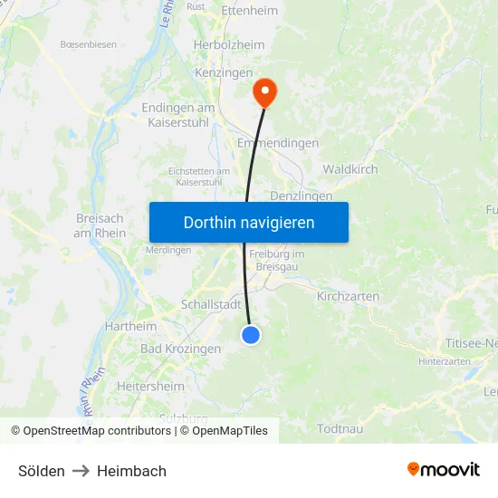 Sölden to Heimbach map
