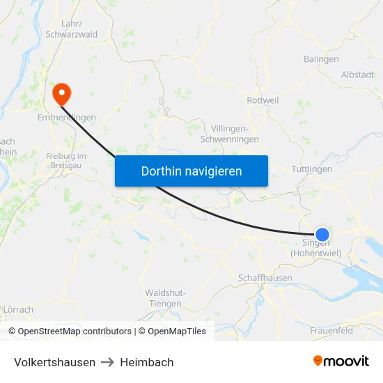 Volkertshausen to Heimbach map