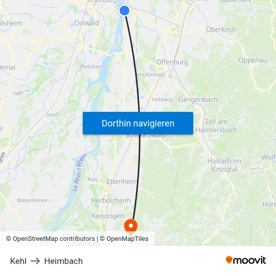 Kehl to Heimbach map