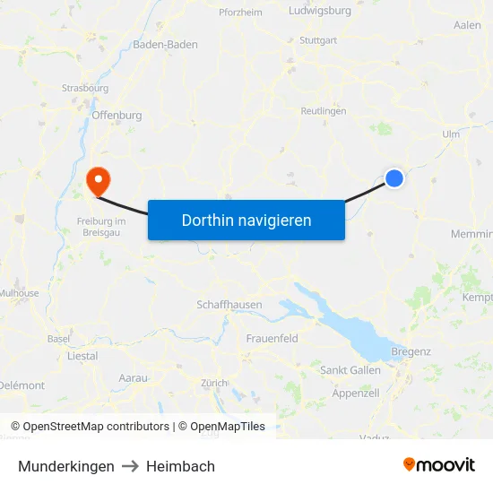 Munderkingen to Heimbach map
