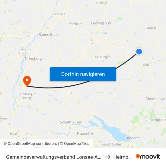 Gemeindeverwaltungsverband Lonsee-Amstetten to Heimbach map