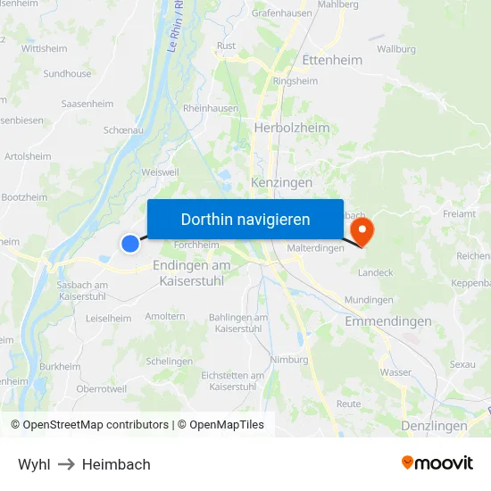 Wyhl to Heimbach map