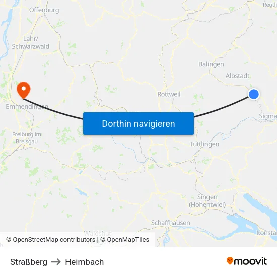 Straßberg to Heimbach map