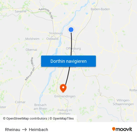 Rheinau to Heimbach map