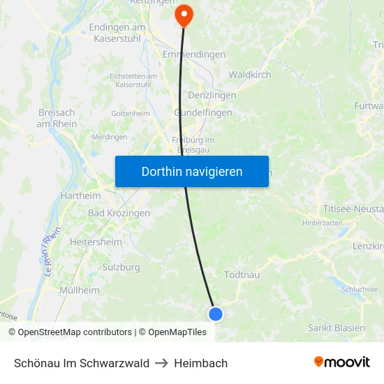 Schönau Im Schwarzwald to Heimbach map