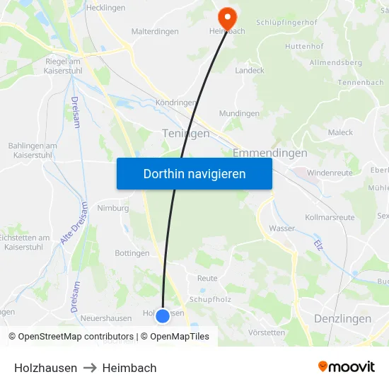 Holzhausen to Heimbach map