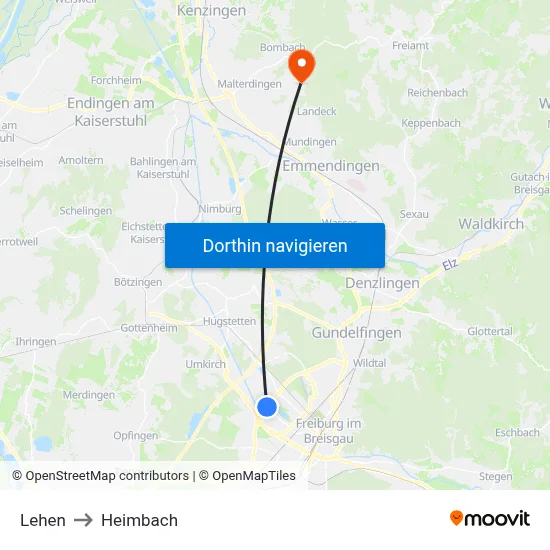 Lehen to Heimbach map