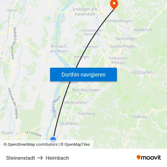 Steinenstadt to Heimbach map