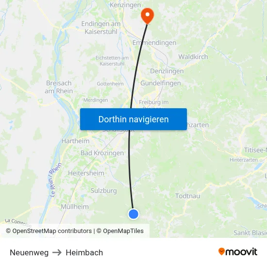 Neuenweg to Heimbach map