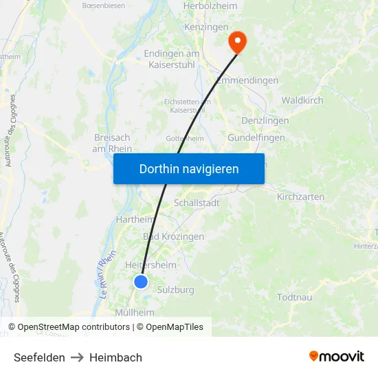 Seefelden to Heimbach map