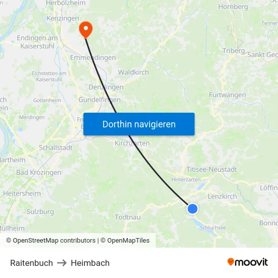 Raitenbuch to Heimbach map
