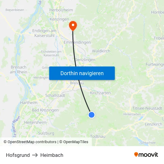 Hofsgrund to Heimbach map