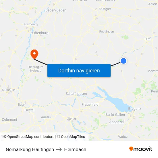 Gemarkung Hailtingen to Heimbach map