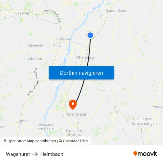 Wagshurst to Heimbach map