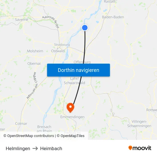 Helmlingen to Heimbach map