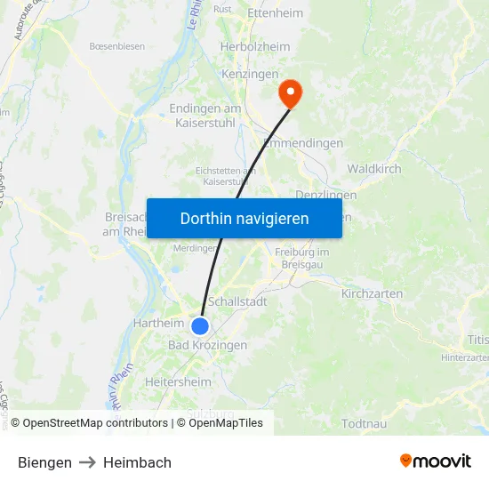 Biengen to Heimbach map