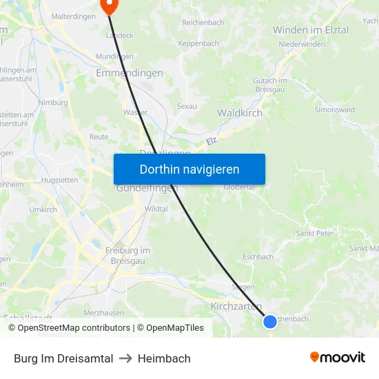 Burg Im Dreisamtal to Heimbach map