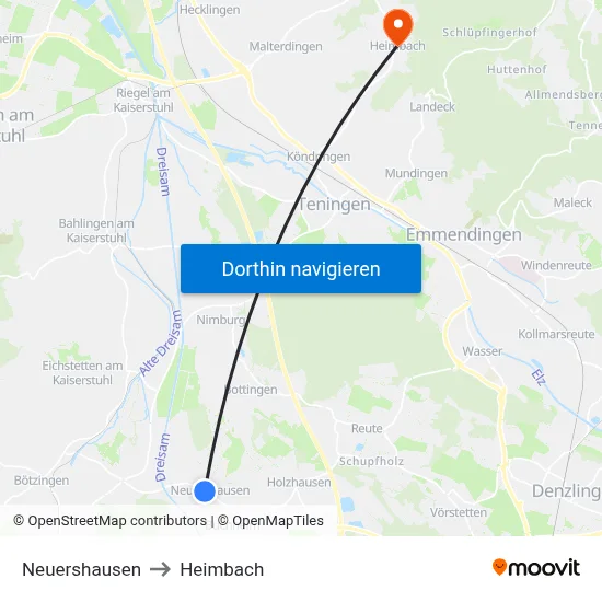 Neuershausen to Heimbach map