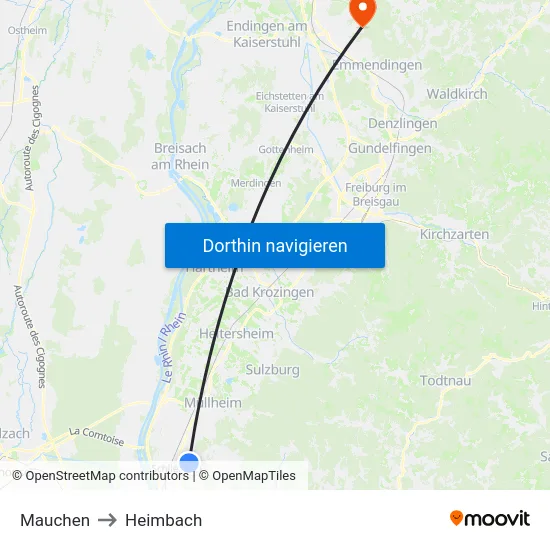 Mauchen to Heimbach map