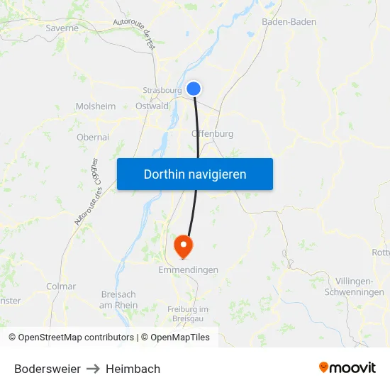 Bodersweier to Heimbach map