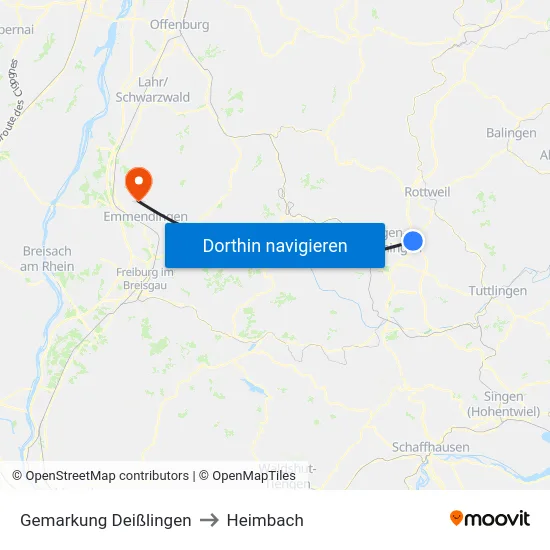 Gemarkung Deißlingen to Heimbach map