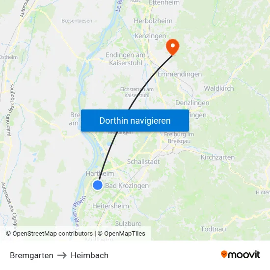 Bremgarten to Heimbach map