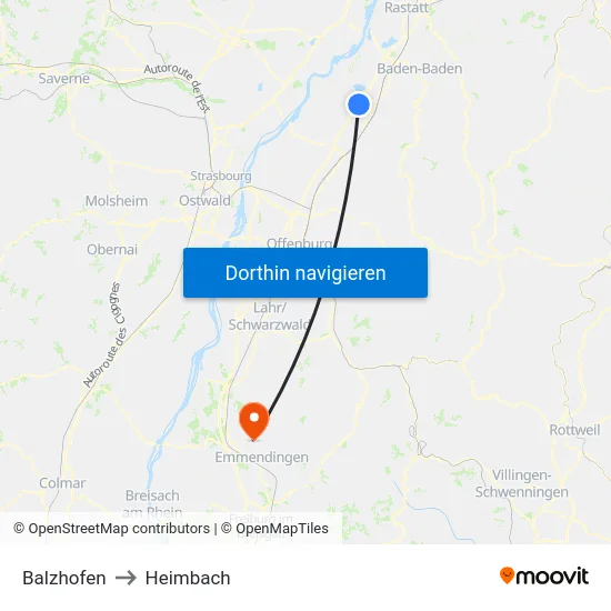 Balzhofen to Heimbach map