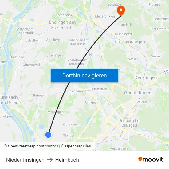 Niederrimsingen to Heimbach map