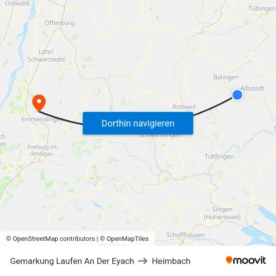 Gemarkung Laufen An Der Eyach to Heimbach map