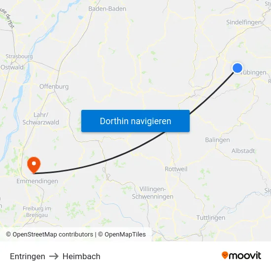 Entringen to Heimbach map