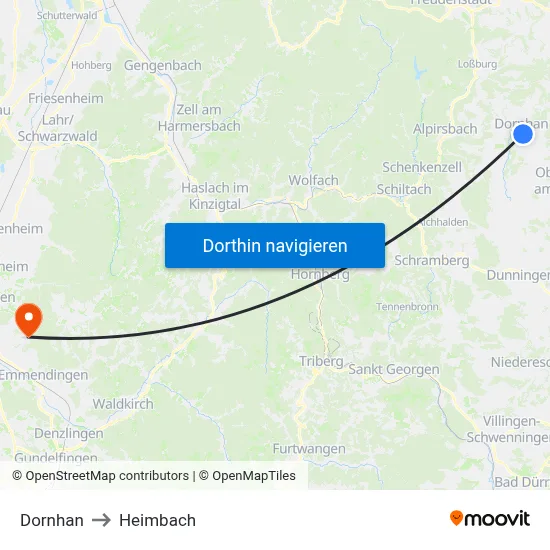 Dornhan to Heimbach map