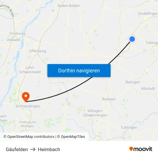 Gäufelden to Heimbach map