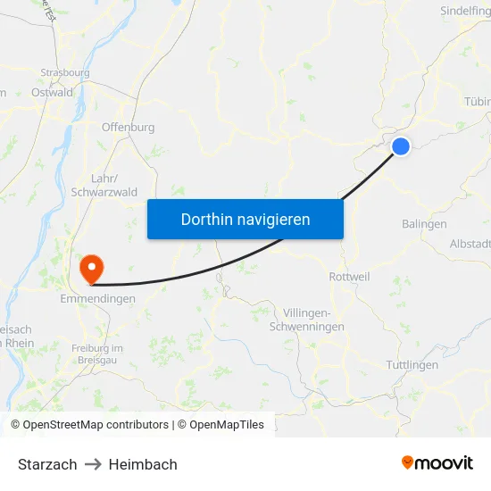 Starzach to Heimbach map