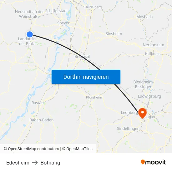 Edesheim to Botnang map