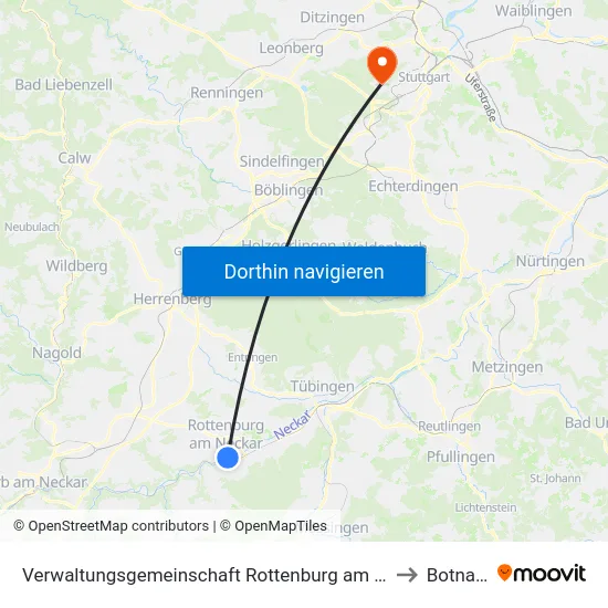 Verwaltungsgemeinschaft Rottenburg am Neckar to Botnang map