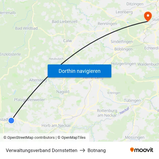 Verwaltungsverband Dornstetten to Botnang map