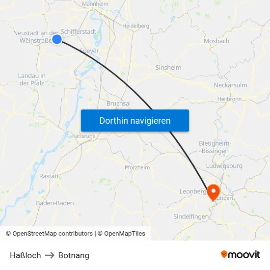 Haßloch to Botnang map