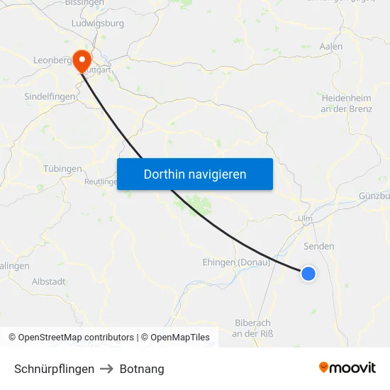 Schnürpflingen to Botnang map